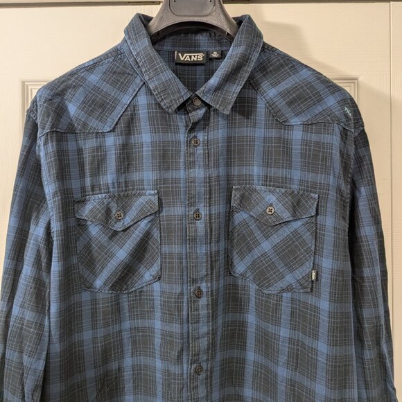 Vans Long Sleeve Plaid Shirt Black and Blue - Size XL - Picture 3 of 14